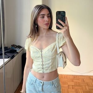 Princess Polly Light Yellow Puff Sleeve Blouse